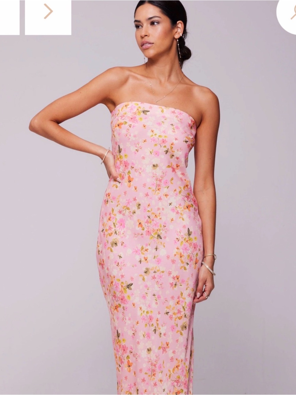 RESA Pink Floral Strapless Maxi Dress